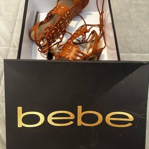 Bebe Women's Tan Lace-Up Sandals